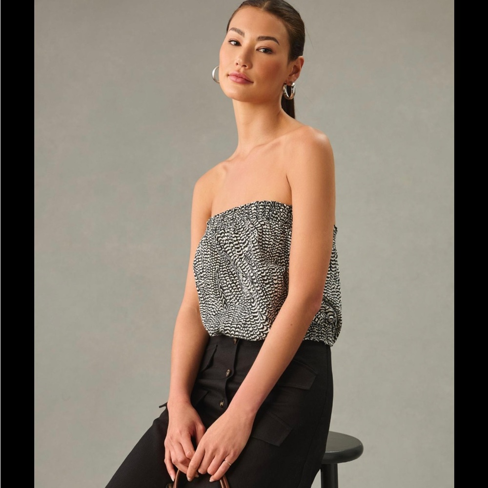 NWT Anthropologie black & white strapless top.